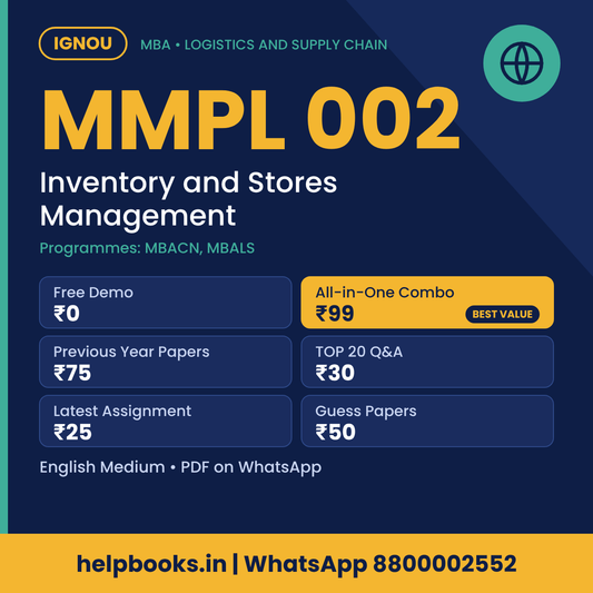 IGNOU MMPL 002 Inventory and Stores Management MBA solved assignment, previous year papers and TOP 20 questions PDF