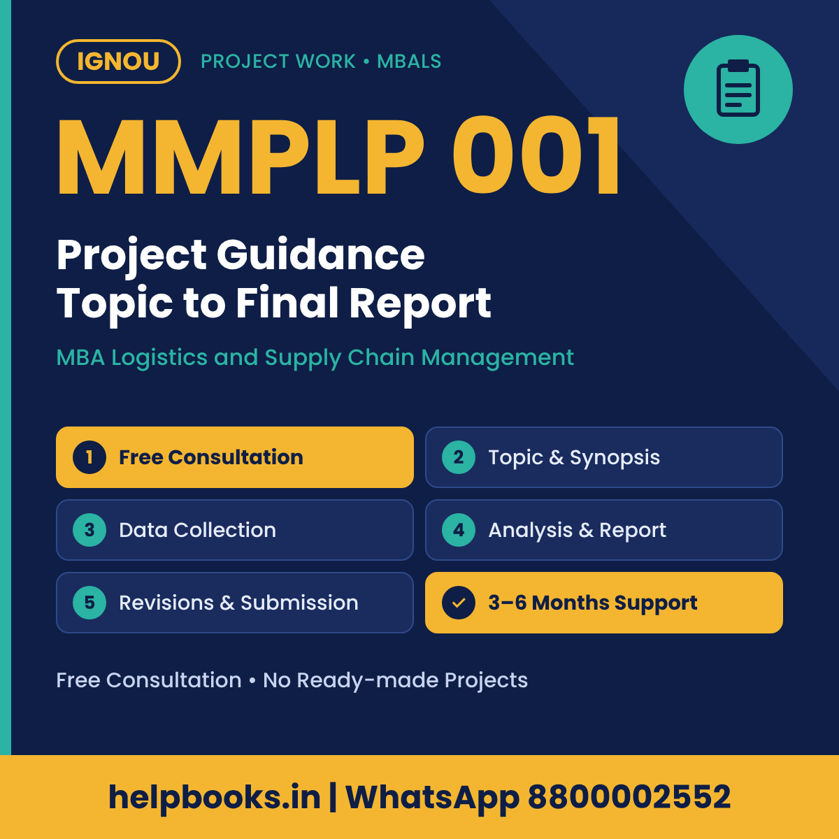 IGNOU MMPLP 001 Project help for MBA Logistics and Supply Chain Management – free consultation, synopsis and report guidance | helpbooks.in