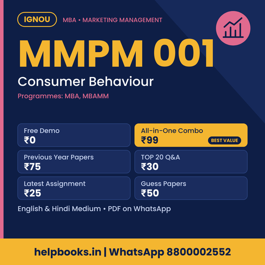IGNOU MMPM 001 Consumer Behaviour MBA solved assignment, previous year papers and TOP 20 questions PDF