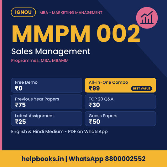 IGNOU MMPM 002 Sales Management MBA solved assignment, previous year papers and TOP 20 questions PDF