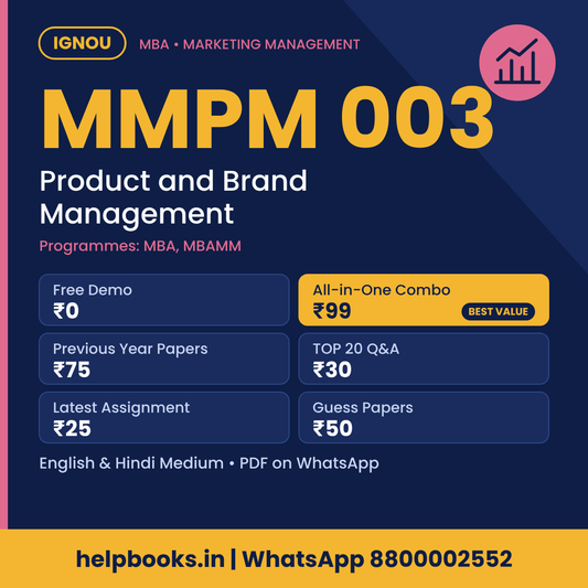 IGNOU MMPM 003 Product and Brand Management MBA solved assignment, previous year papers and TOP 20 questions PDF
