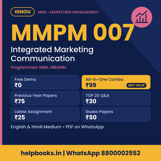 IGNOU MMPM 007 Integrated Marketing Communication MBA solved assignment, previous year papers and TOP 20 questions PDF