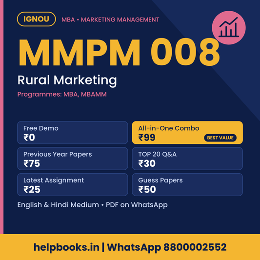 IGNOU MMPM 008 Rural Marketing MBA solved assignment, previous year papers and TOP 20 questions PDF