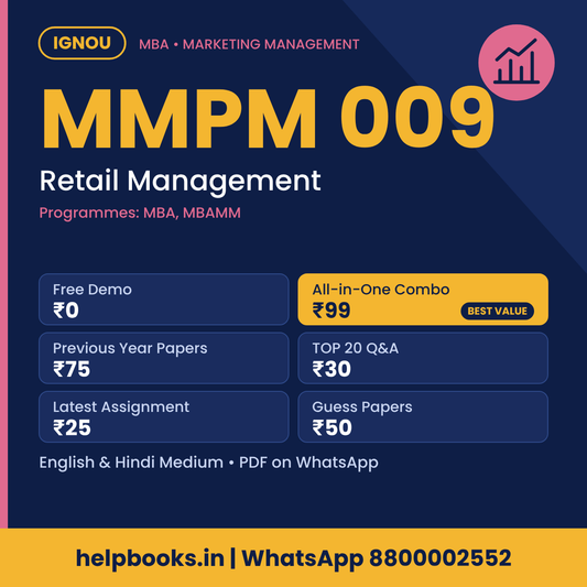 IGNOU MMPM 009 Retail Management MBA solved assignment, previous year papers and TOP 20 questions PDF