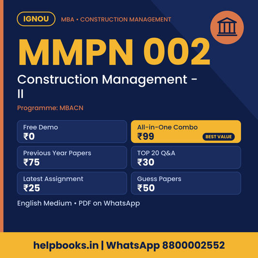 IGNOU MMPN 002 Construction Management - II MBA solved assignment, previous year papers and TOP 20 questions PDF