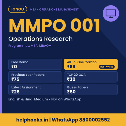 IGNOU MMPO 001 Operations Research MBA solved assignment, previous year papers and TOP 20 questions PDF
