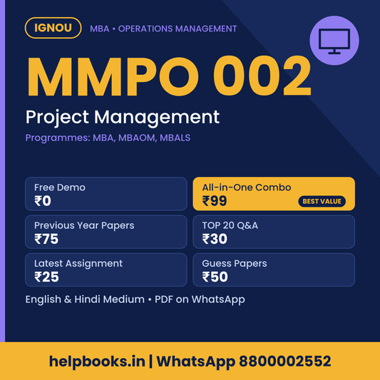 IGNOU MMPO 002 Project Management MBA solved assignment, previous year papers and TOP 20 questions PDF