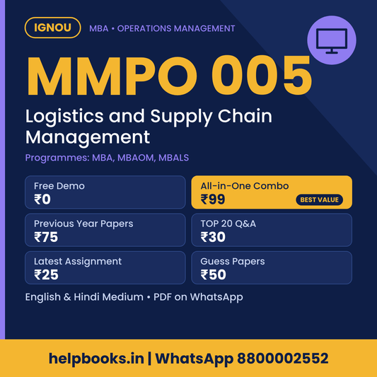 IGNOU MMPO 005 Logistics and Supply Chain Management MBA solved assignment, previous year papers and TOP 20 questions PDF