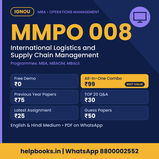 IGNOU MMPO 008 International Logistics and Supply Chain Management MBA solved assignment, previous year papers and TOP 20 questions PDF