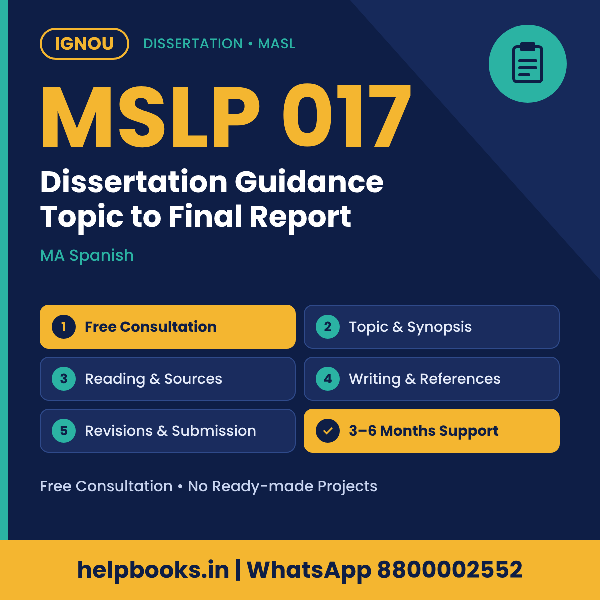 IGNOU MSLP 017 Dissertation help for MA Spanish – free consultation, synopsis and report guidance | helpbooks.in