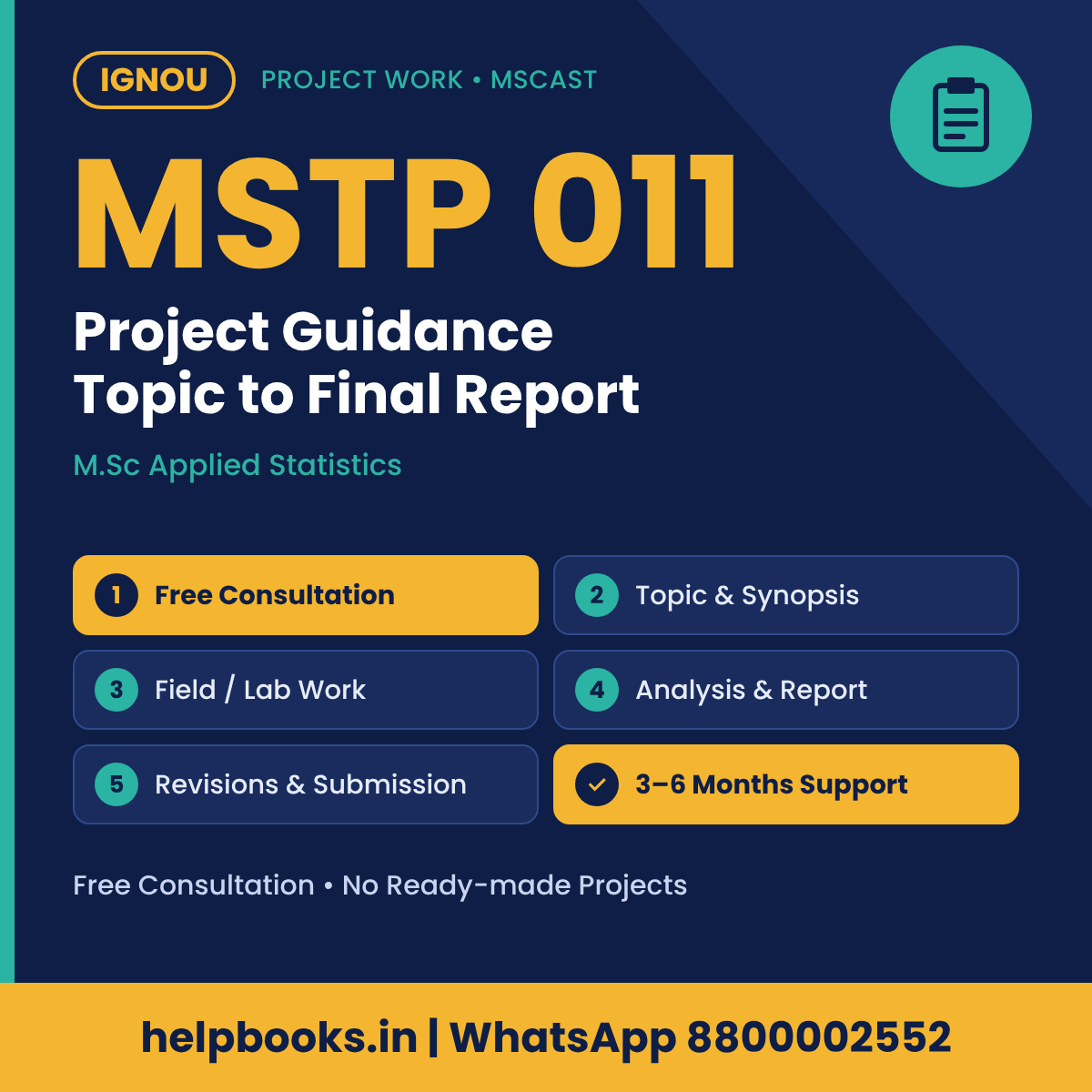 IGNOU MSTP 011 Project help for M.Sc Applied Statistics – free consultation, synopsis and report guidance | helpbooks.in