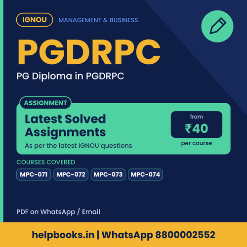 IGNOU PGDRPC Latest Solved Assignments - PG Diploma in PGDRPC
