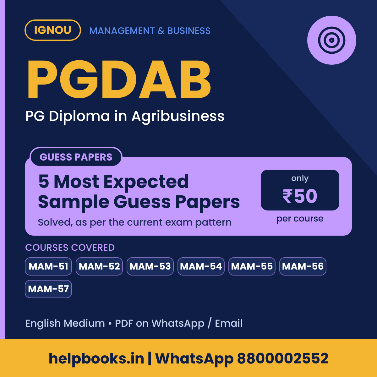 IGNOU PGDAB 5 Most Expected Sample Guess Papers - PG Diploma in Agribusiness