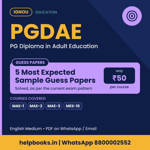 IGNOU PGDAE 5 Most Expected Sample Guess Papers - PG Diploma in Adult Education