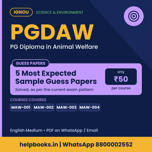 IGNOU PGDAW 5 Most Expected Sample Guess Papers - PG Diploma in Animal Welfare