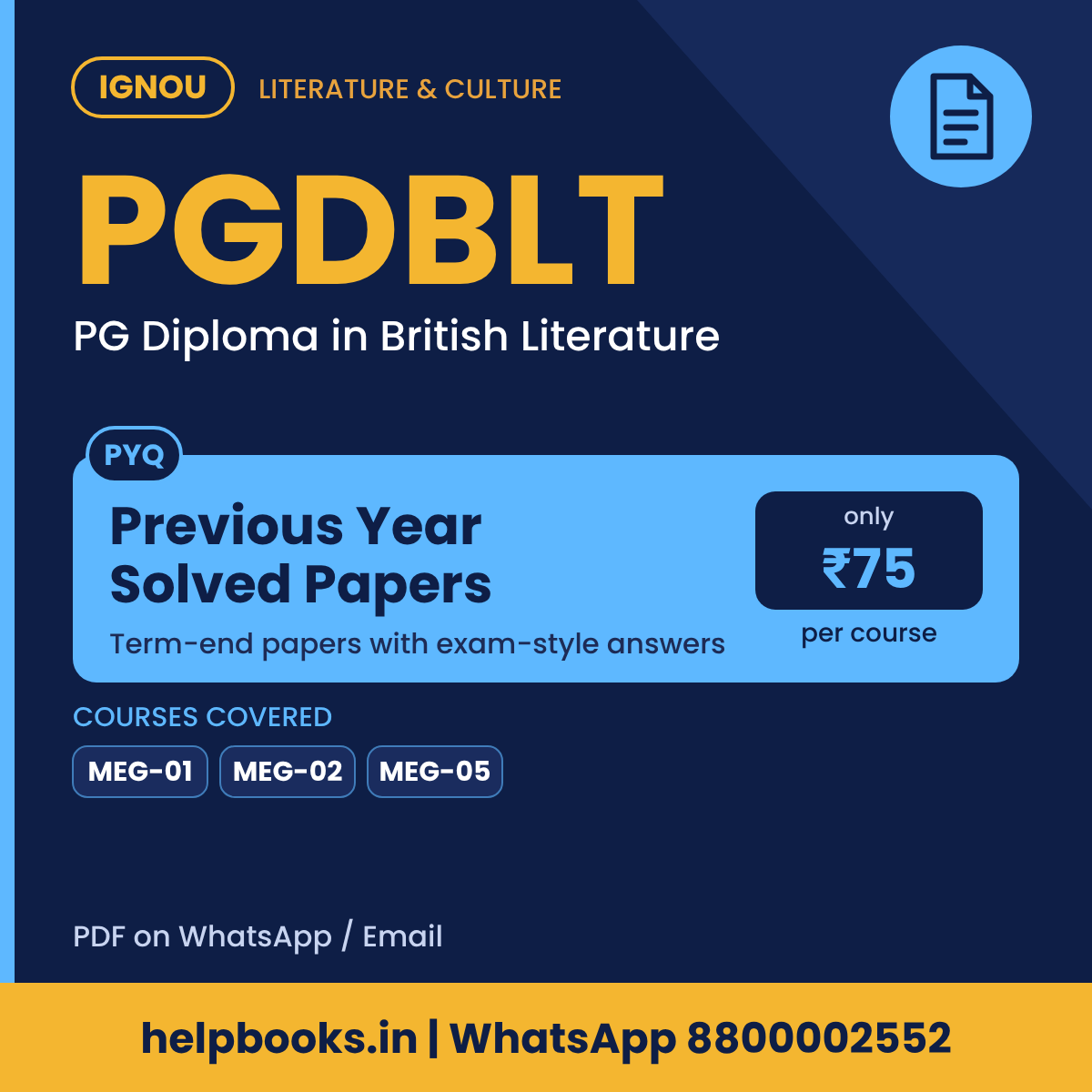 IGNOU PGDBLT Previous Year Solved Papers - PG Diploma in British Literature