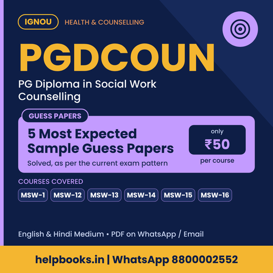 IGNOU PGDCOUN 5 Most Expected Sample Guess Papers - PG Diploma in Social Work Counselling