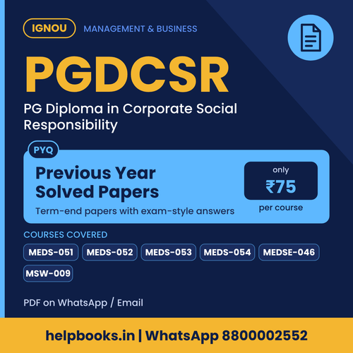 IGNOU PGDCSR Previous Year Solved Papers - PG Diploma in Corporate Social Responsibility