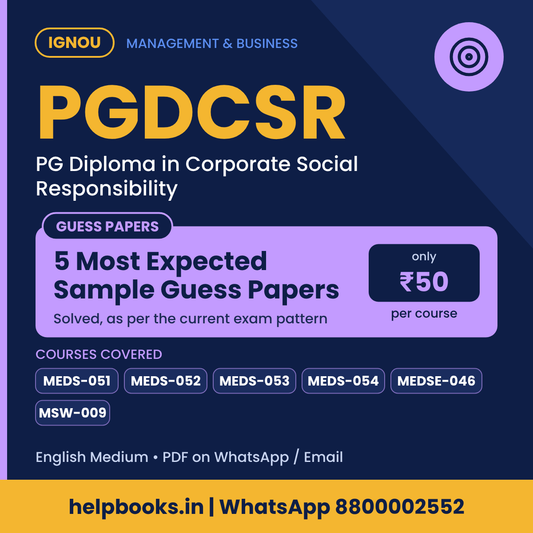 IGNOU PGDCSR 5 Most Expected Sample Guess Papers - PG Diploma in Corporate Social Responsibility