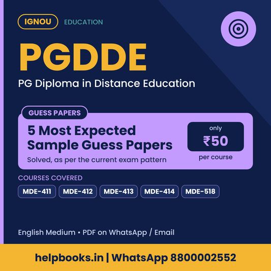 IGNOU PGDDE 5 Most Expected Sample Guess Papers - PG Diploma in Distance Education