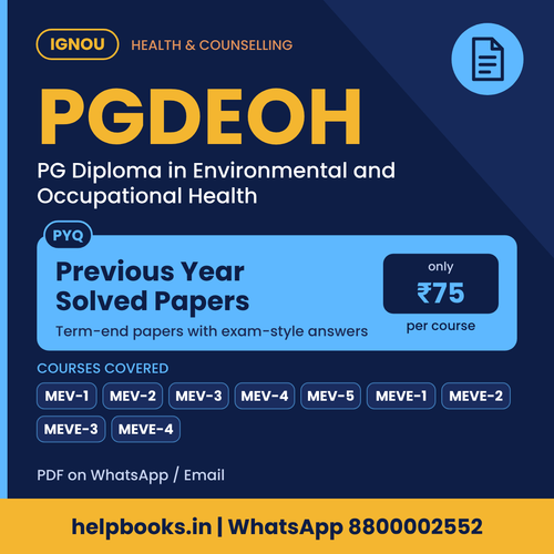 IGNOU PGDEOH Previous Year Solved Papers - PG Diploma in Environmental and Occupational Health