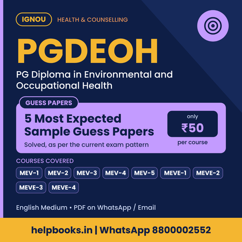 IGNOU PGDEOH 5 Most Expected Sample Guess Papers - PG Diploma in Environmental and Occupational Health