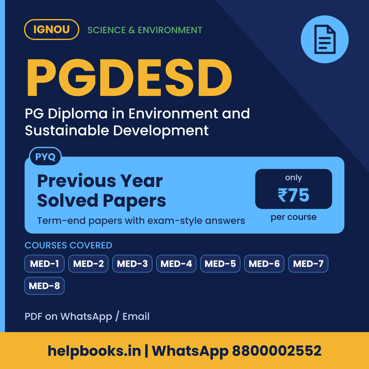 IGNOU PGDESD Previous Year Solved Papers - PG Diploma in Environment and Sustainable Development