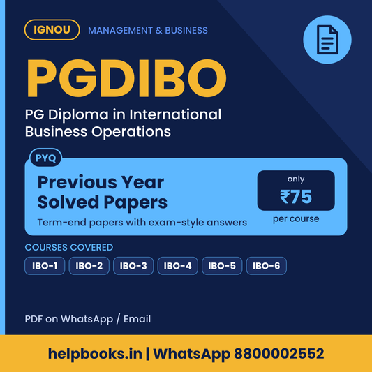 IGNOU PGDIBO Previous Year Solved Papers - PG Diploma in International Business Operations