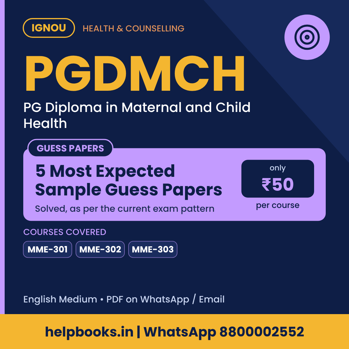 IGNOU PGDMCH 5 Most Expected Sample Guess Papers - PG Diploma in Maternal and Child Health