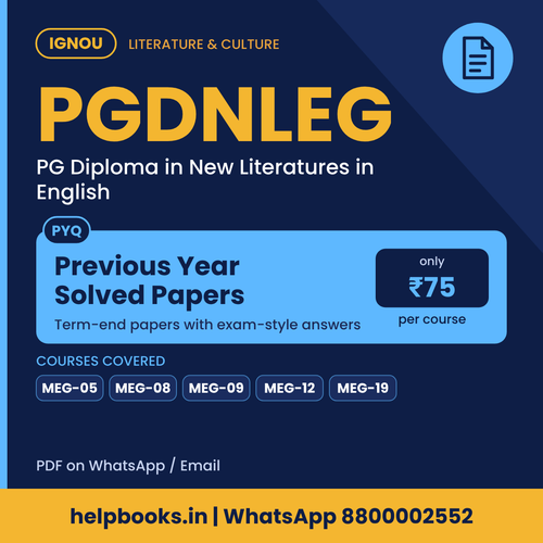 IGNOU PGDNLEG Previous Year Solved Papers - PG Diploma in New Literatures in English