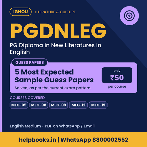 IGNOU PGDNLEG 5 Most Expected Sample Guess Papers - PG Diploma in New Literatures in English