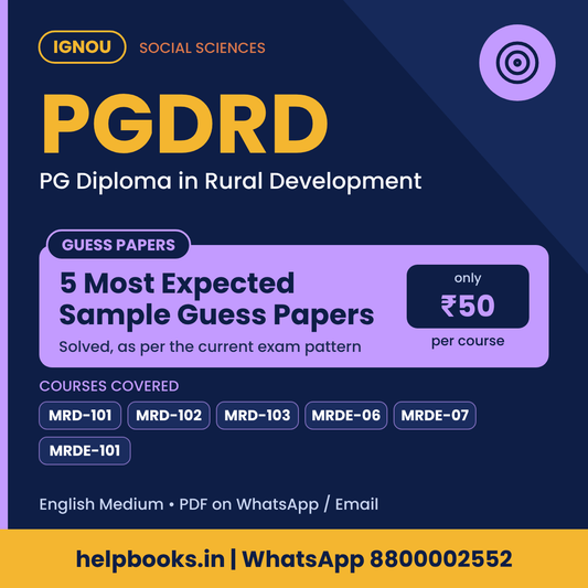 IGNOU PGDRD 5 Most Expected Sample Guess Papers - PG Diploma in Rural Development