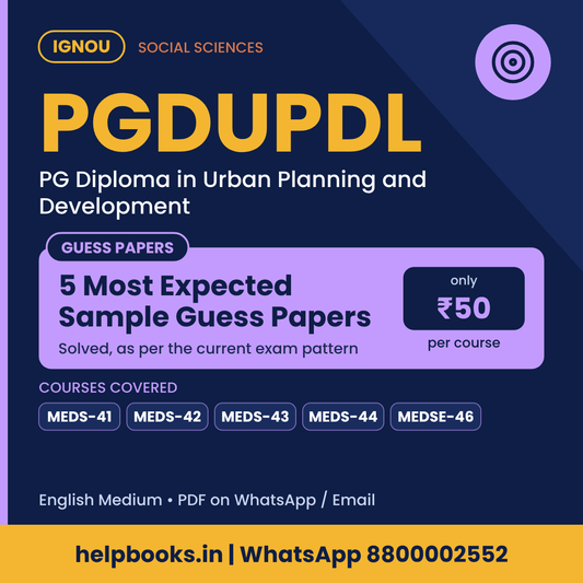 IGNOU PGDUPDL 5 Most Expected Sample Guess Papers - PG Diploma in Urban Planning and Development