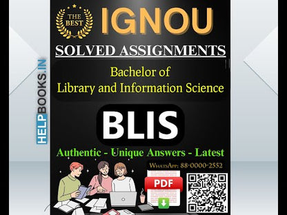 IGNOU Bachelor of Library and Information Science-BLIS Assignment 2024-2025