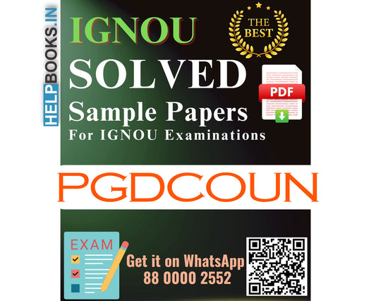 IGNOU Post Graduate Diploma in Social Work Counselling (PGDCOUN) | Solved Sample Papers for Exams